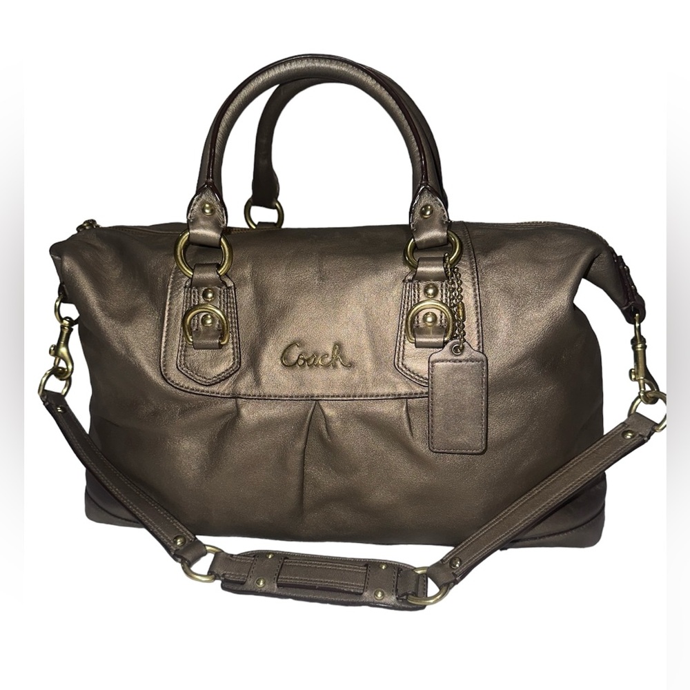 Coach Large leather Bronze Ashley convertible satchel